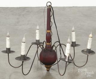 Appraisal: Contemporary painted pine hanging chandelier '' h Provenance Barbara Hood's