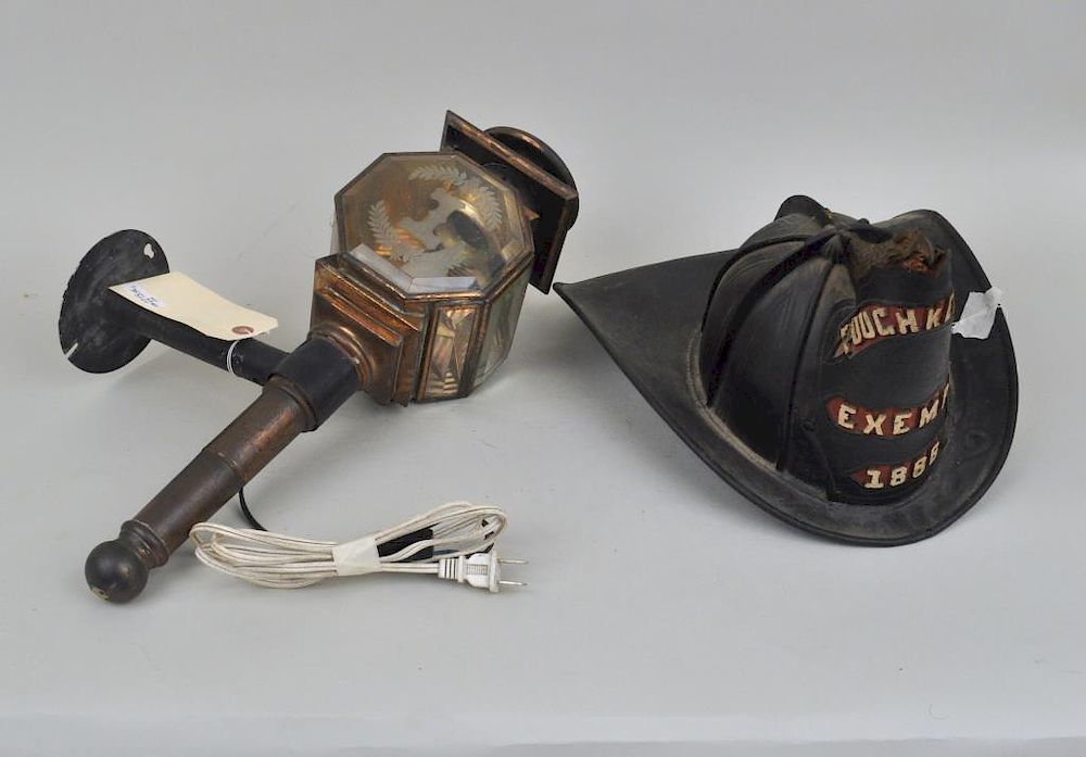 Appraisal: Cairns Bros Poughkeepsie Fireman's Hat Lantern the hat made of