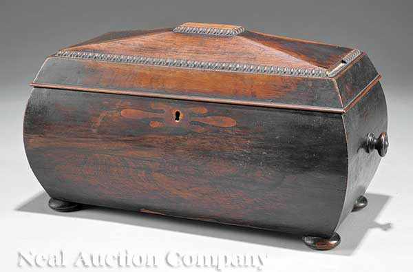 Appraisal: A William IV Rosewood Tea Caddy c sarcophagus form with