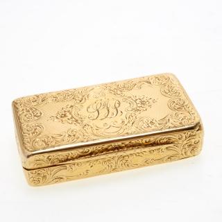 Appraisal: Victorian engraved k gold snuff box Victorian engraved k gold