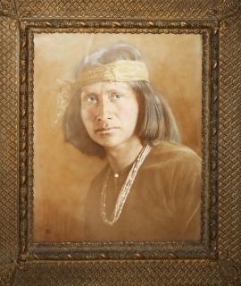 Appraisal: x hand colored photo of Navajo man signed Carl Moon