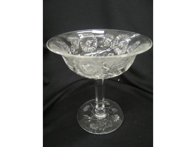 Appraisal: Brilliant Period Cut Glass Tall Compote butterfly floral excellent