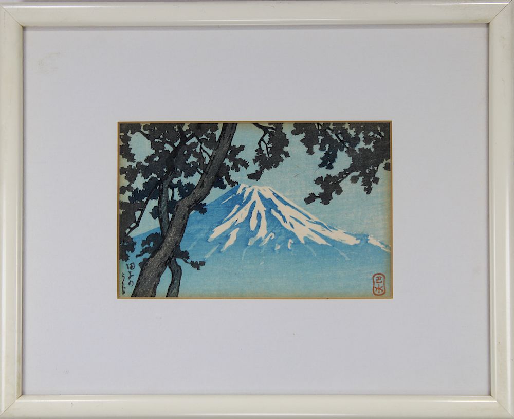 Appraisal: Signed Japanese Woodblock Print of Mt Fuji Signed Japanese Woodblock