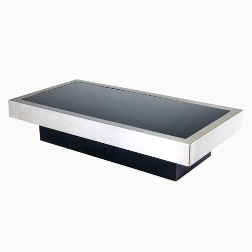 Appraisal: WILLY RIZZO Coffee table with inset black glass top on