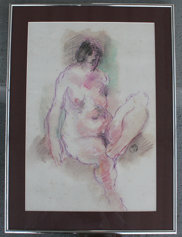 Appraisal: RAMPOLLA Frank American th C Seated Nude Pastel sight size