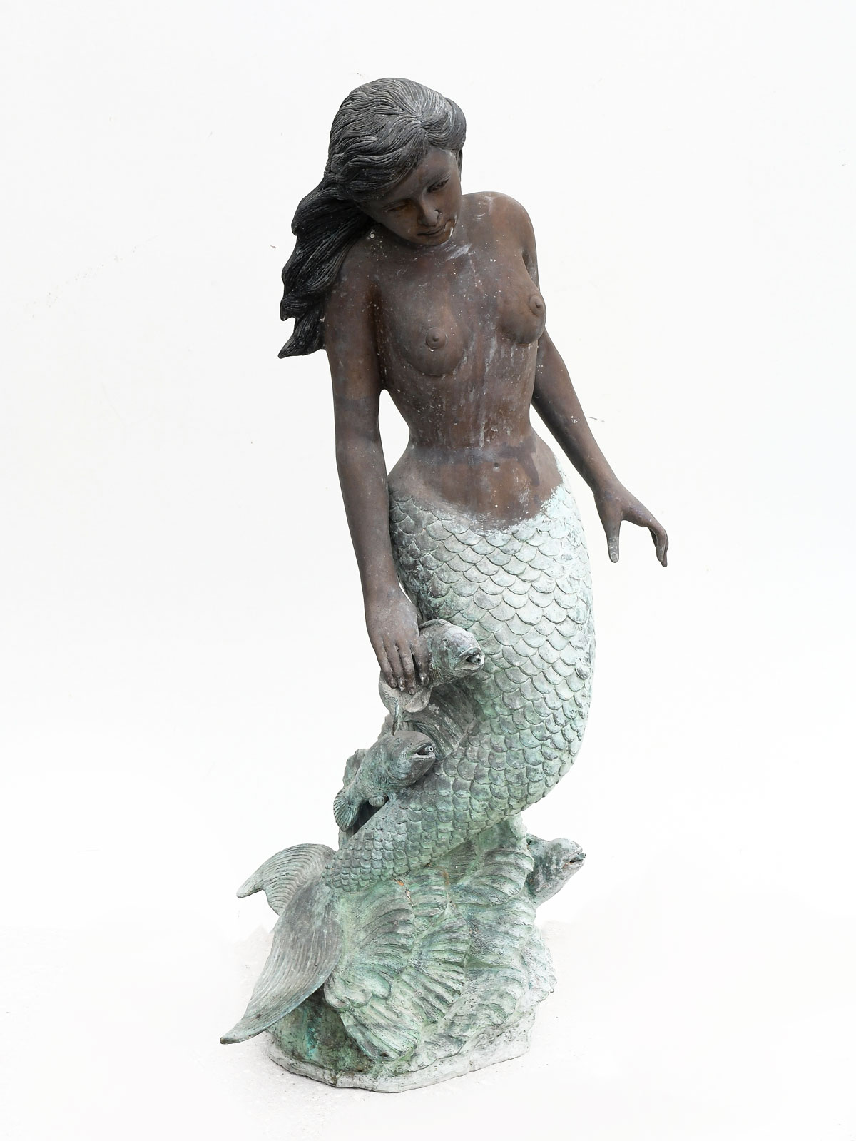 Appraisal: BRONZE MERMAID FOUNTAIN A Young Mermaid Rising from the Sea