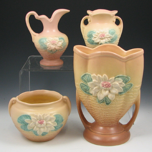 Appraisal: Hull Water Lily - Vases Pitcher Jardiniere Lot of four