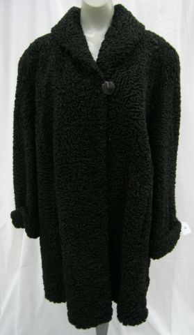 Appraisal: Day Furs Black Curly Lamb Vintage Swing Coat size approximately