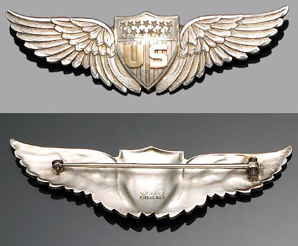 Appraisal: A World War era all-metal Pilot's wing In silver with