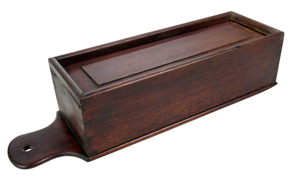 Appraisal: Walnut Sliding Candle Box American th century of rectangular form