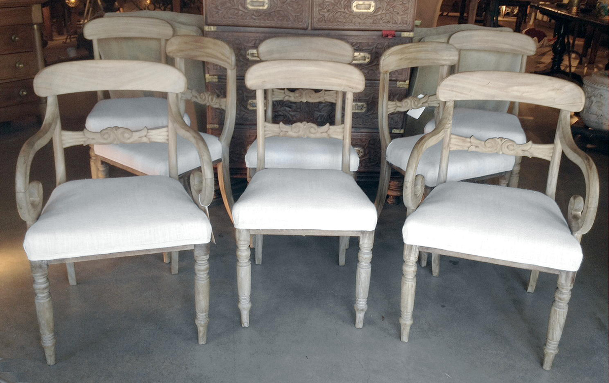 Appraisal: SET OF FRENCH REGENCY STYLE DINING CHAIRS Shaped backs with