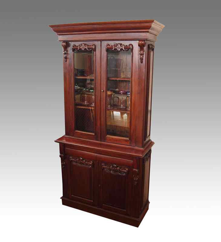 Appraisal: MAHOGANY PART CHINA CABINET BOOKCASE Top with glass doors and