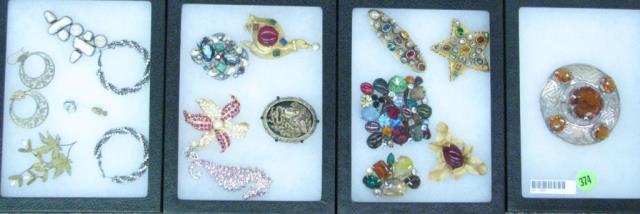 Appraisal: Group of vintage costume jewelry including earrings colored stones pendants