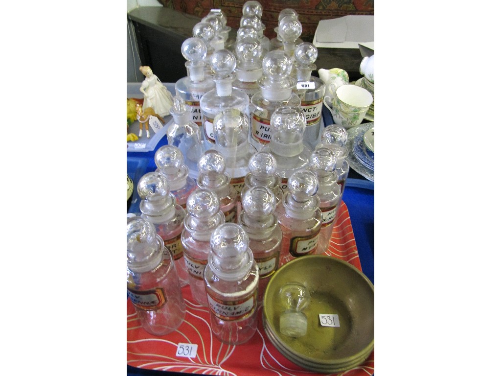 Appraisal: Lot comprising two trays of Chemists jars