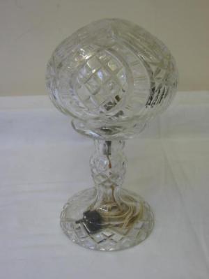 Appraisal: A CUT GLASS TABLE LAMP of mushroom form diamond cut