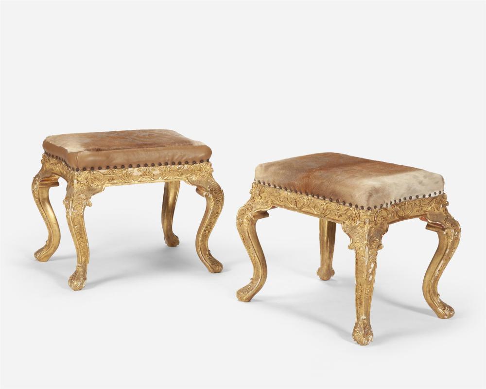 Appraisal: A pair of Continental carved giltwood benches First-quarter th Century