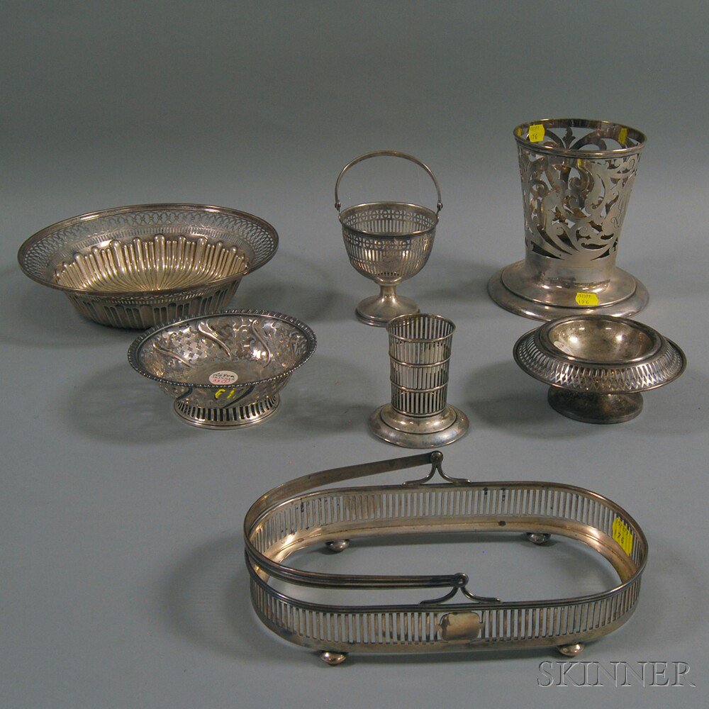 Appraisal: Seven Pieces of Reticulated Sterling Silver Tableware a Watson center