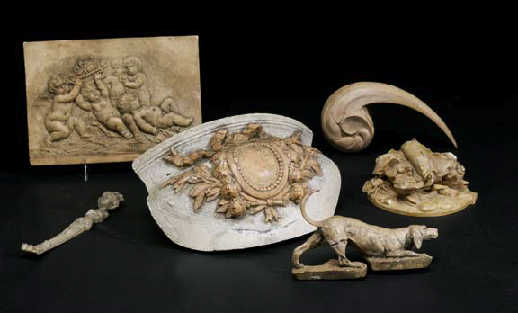 Appraisal: Interesting and Unusual Collection of Six French Antique Ivory-Finished Plaster