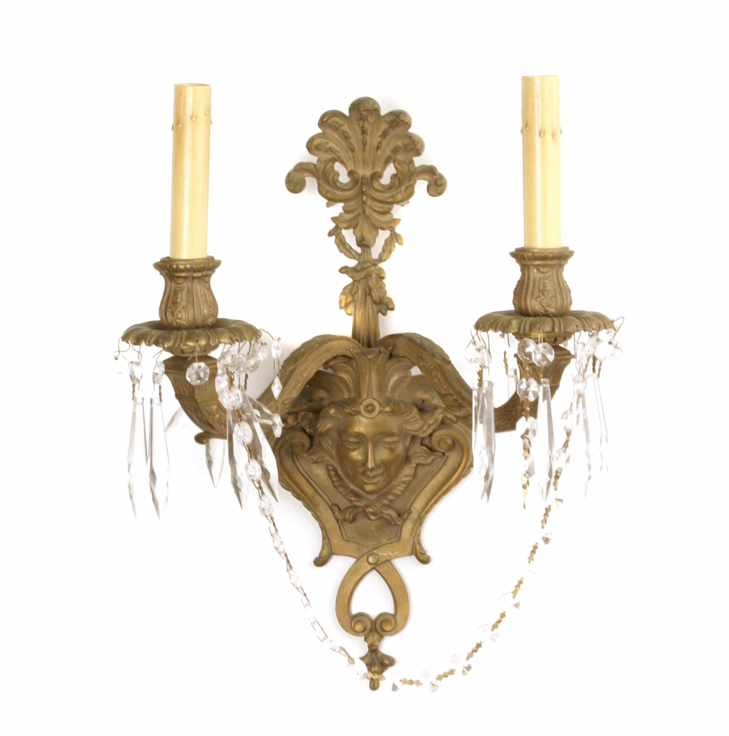 Appraisal: A pair of Louis XV style gilt bronze two light