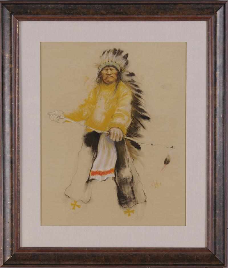 Appraisal: PAUL PLETKA AMERICAN b INDIAN CHIEF Pastel on paper signed