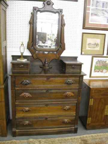 Appraisal: Victorian Dresser Mirror with top glove drawers carved pulls