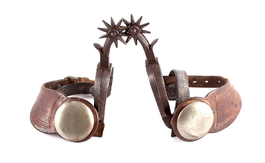 Appraisal: Antique Buermann Star Marked Spurs This is a pair of