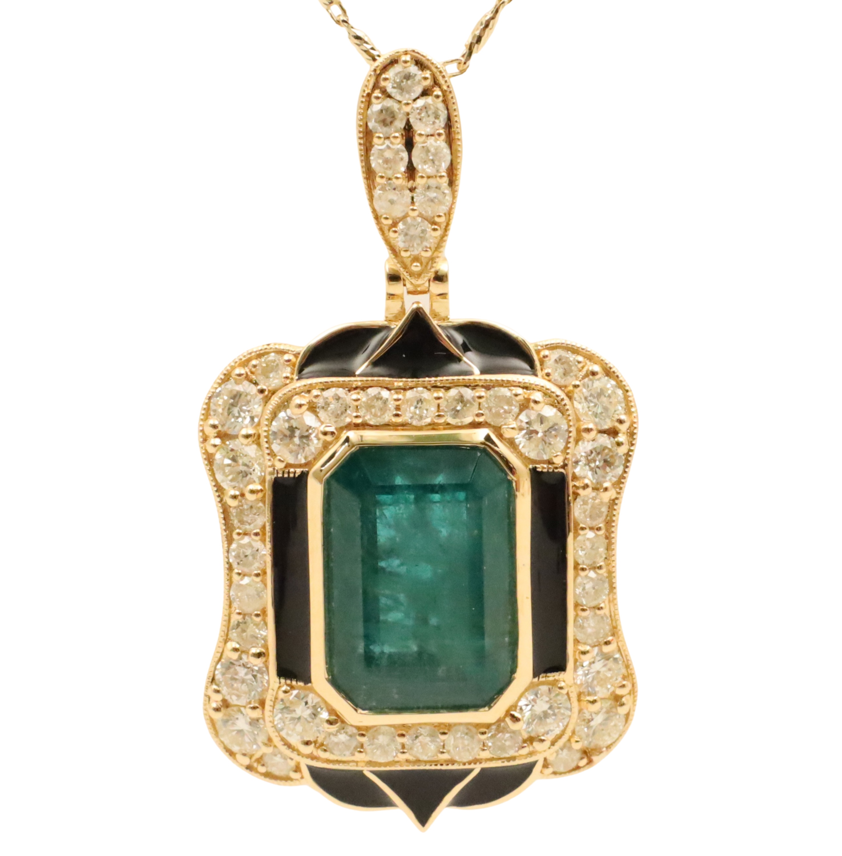 Appraisal: K yellow gold Emerald and Diamond Pendant with GIA having