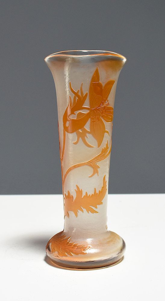 Appraisal: Galle fire polished two color cameo glass vase Galle fire