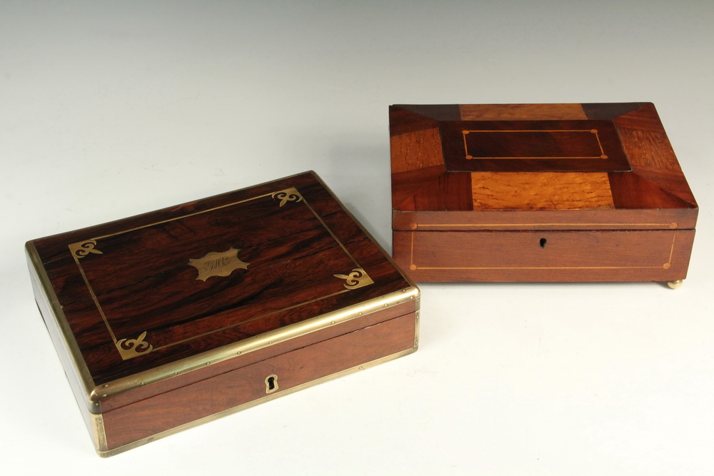 Appraisal: DESKTOP BOXES - Both th c including Chinese Export Brass-Bound