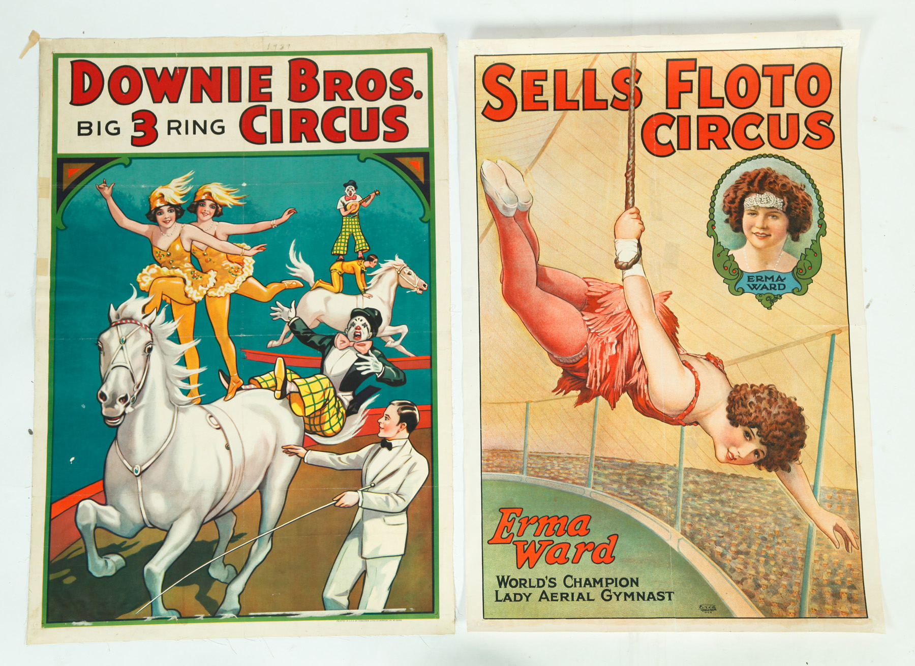 Appraisal: NINE CIRCUS POSTERS FROM DOWNIE BROS WALLACE BROS AND SELLS