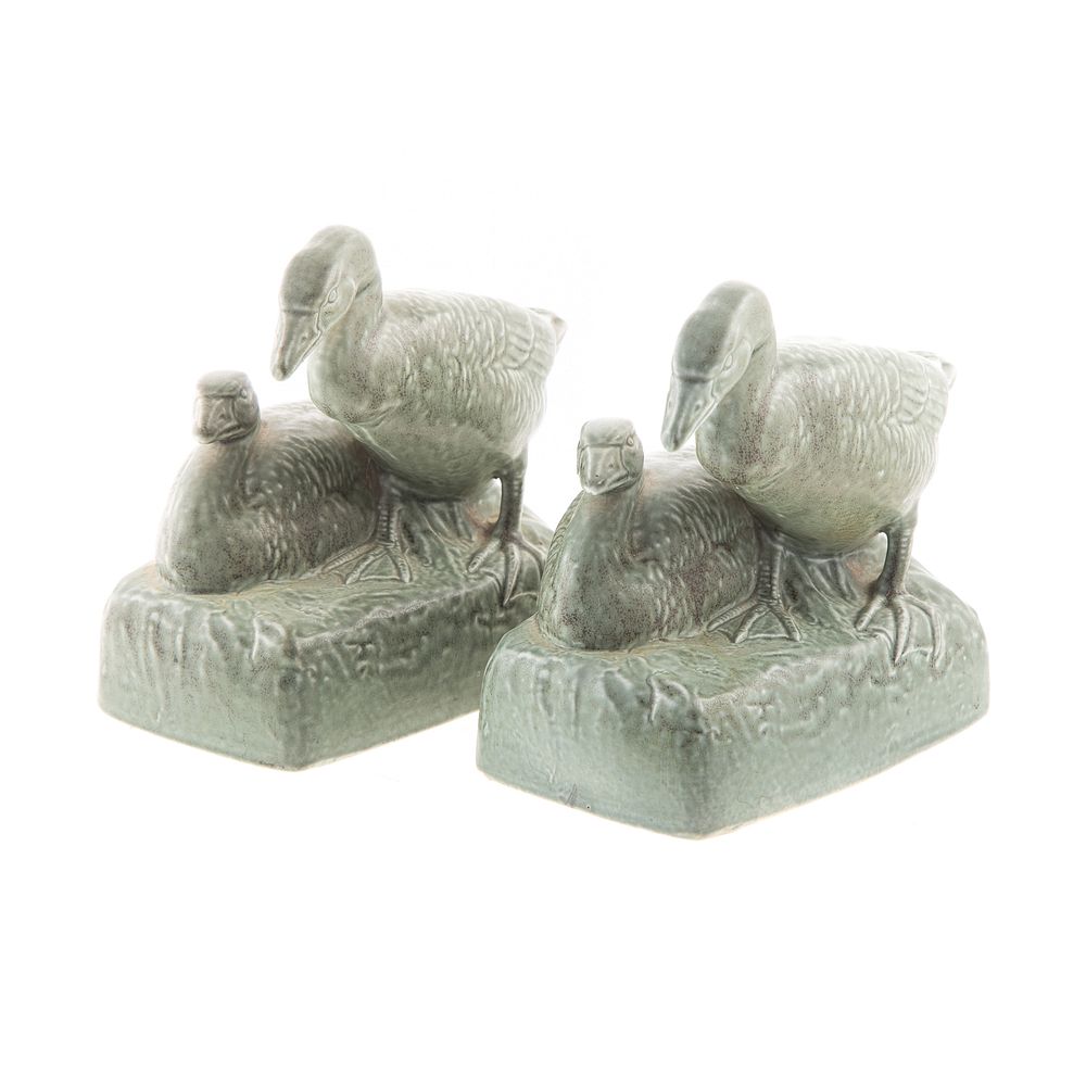 Appraisal: Pair Rookwood Pottery Goose Bookends Dated modeled as pair of