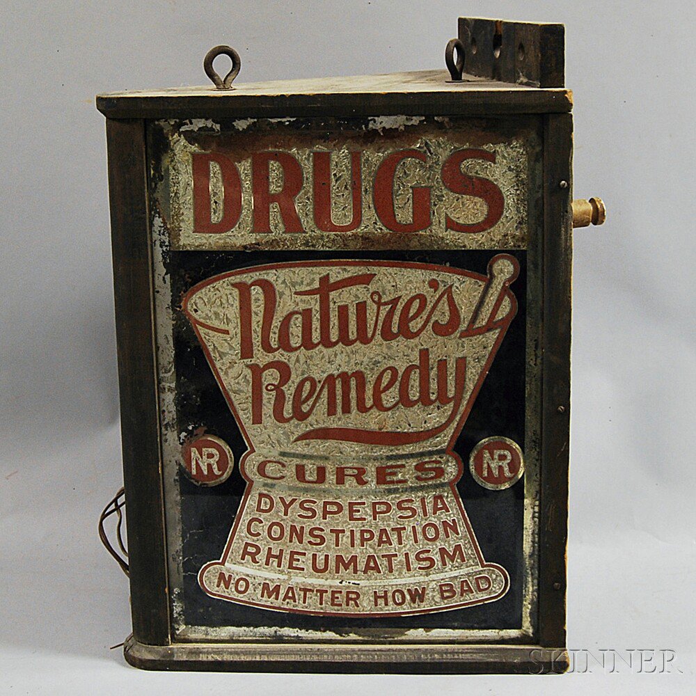 Appraisal: Nature's Remedy Advertising Sign early th century the reverse-painted sign