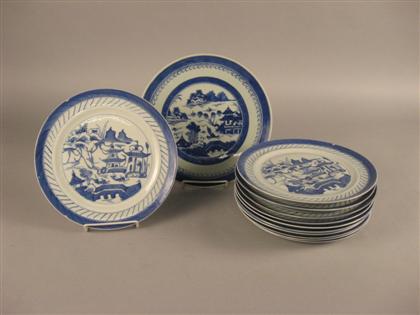 Appraisal: Canton Dinner Plates and One Shallow Bowl All decorated with