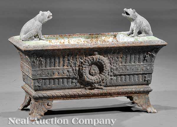 Appraisal: An American Cast Iron Figural Fountain th c fluted basin