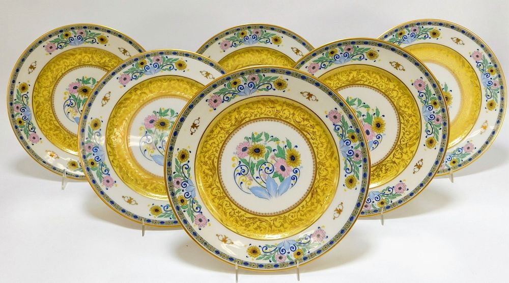 Appraisal: PC Guerin Pouyat French Limoges Floral Plates France Circa Finely