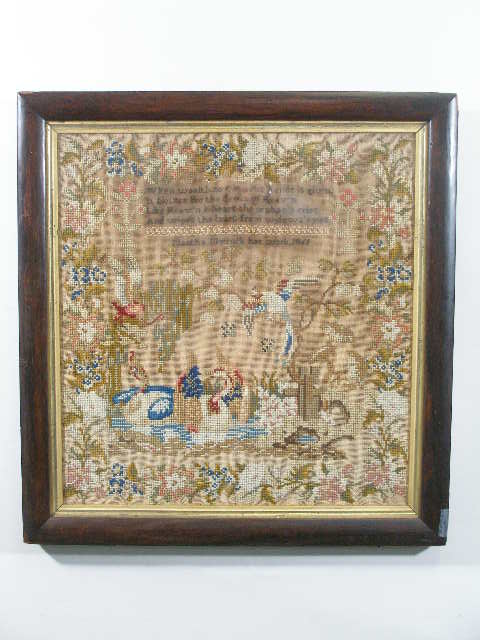 Appraisal: Needlepoint Sampler English School Martha Mycock her work verse surrounded