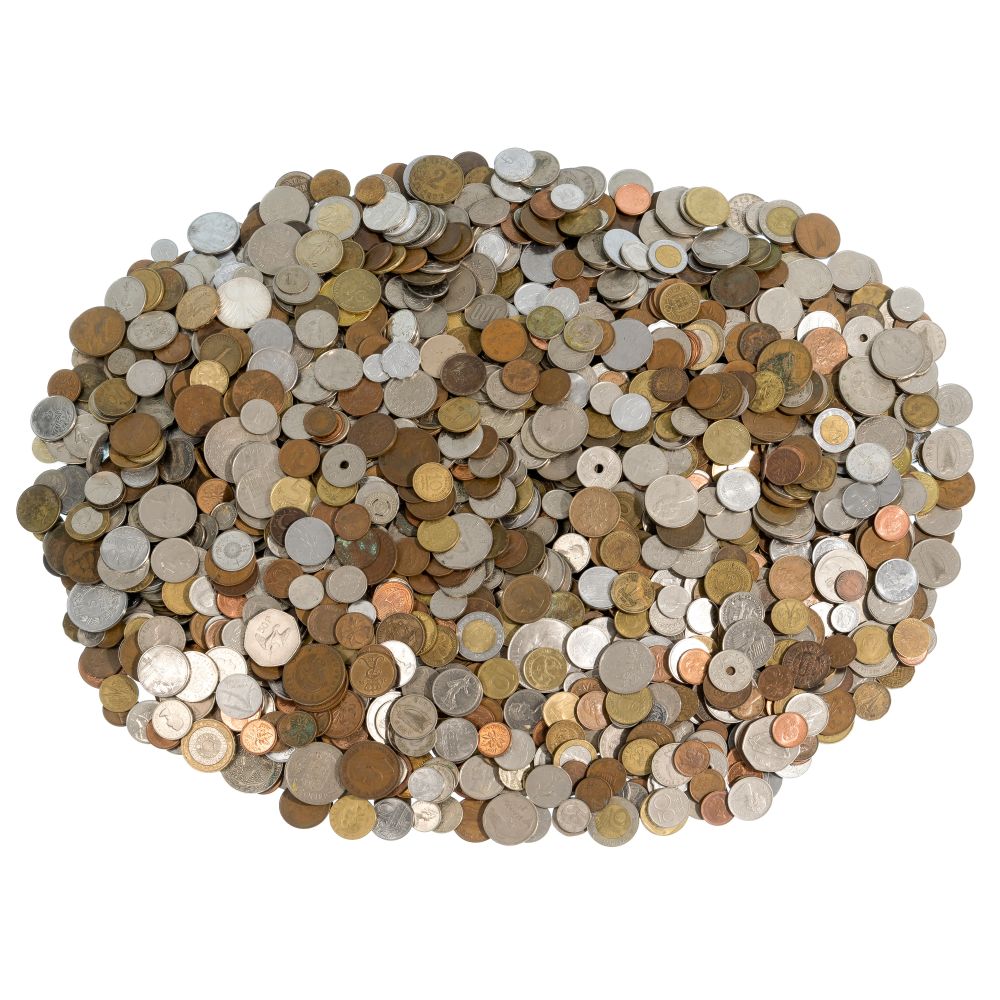 Appraisal: WORLD COIN ASSORTMENTApproximately pounds of coins including silver mixed purity