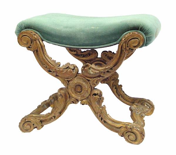 Appraisal: A Neoclassical style carved giltwood tabouret height in width in