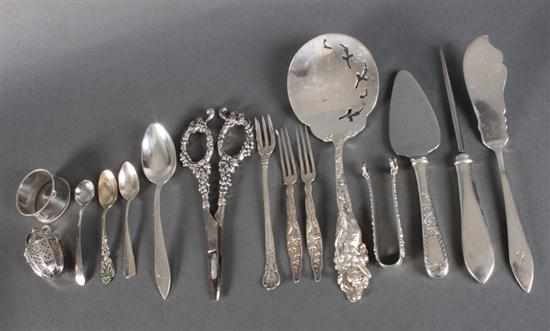 Appraisal: Fifteen assorted American sterling silver flatware and serving pieces by