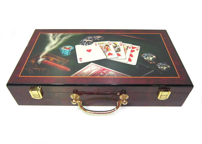 Appraisal: A BOXED FIGURED WOOD CASINO GAMES SET A BOXED FIGURED