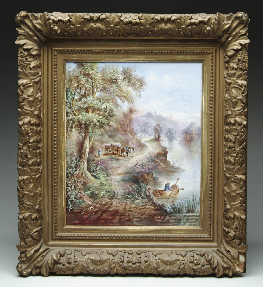 Appraisal: LARGE PORCELAIN PLAQUE Outstanding Sevres-style porcelain plaque depicts dirt road