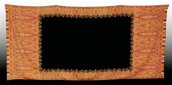 Appraisal: Kashmir long shawl circa paisley border and black central panel