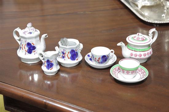 Appraisal: GAUDY WELSH AND STICK SPATTER MINIATURE TEA SET Assembled set