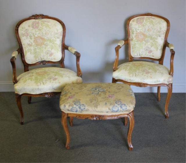 Appraisal: Pieces of Vintage Louis XV Style Furniture Includes one arm