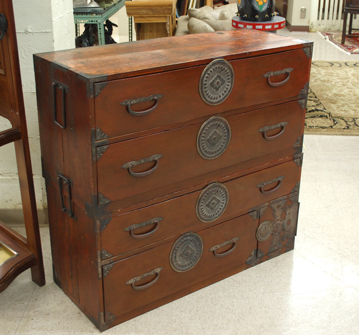 Appraisal: JAPANESE TWO-SECTION TANSU CHEST Taisho early Showa period early th