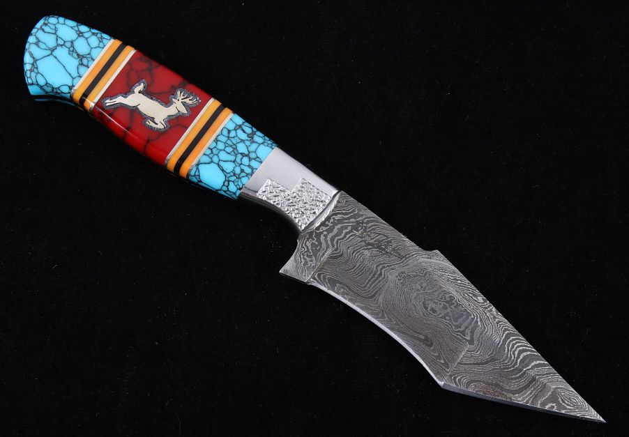 Appraisal: Navajo D Yellowhorse Turquoise Deer Knife This is the newest