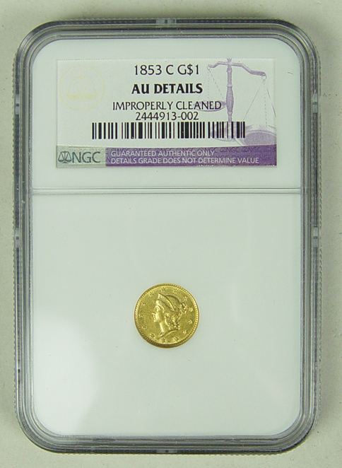 Appraisal: Charlotte Gold Coin NGC authenticated and graded AU Details improperly