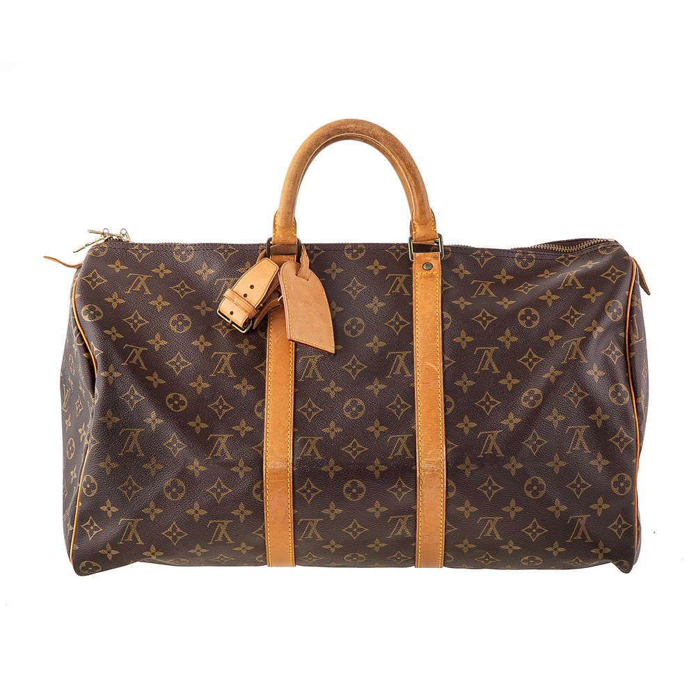 Appraisal: A Louis Vuitton Keepall A brown and tan Monogram coated