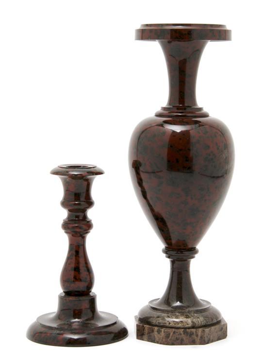 Appraisal: Group of Two Turned Marble Items comprised of an urn