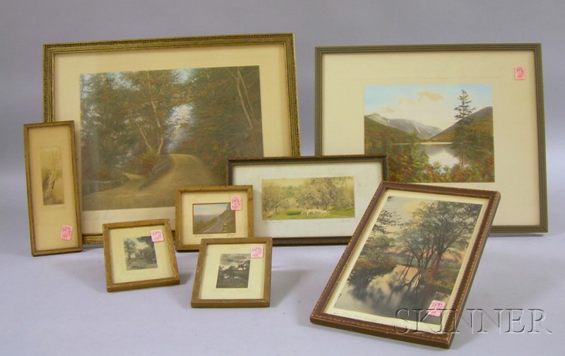 Appraisal: Eight Assorted Framed Hand-colored Photographic Landscape Prints including Wallace Nutting